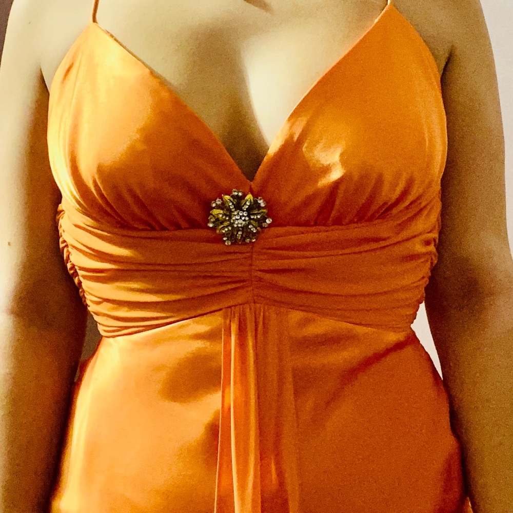 Beautiful orange prom/graduation dress made by Morgan & Co.